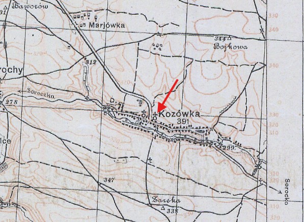 Каплиця на польській мапі 1:100000, 1925 року (Джерело: freemap.com.ua)